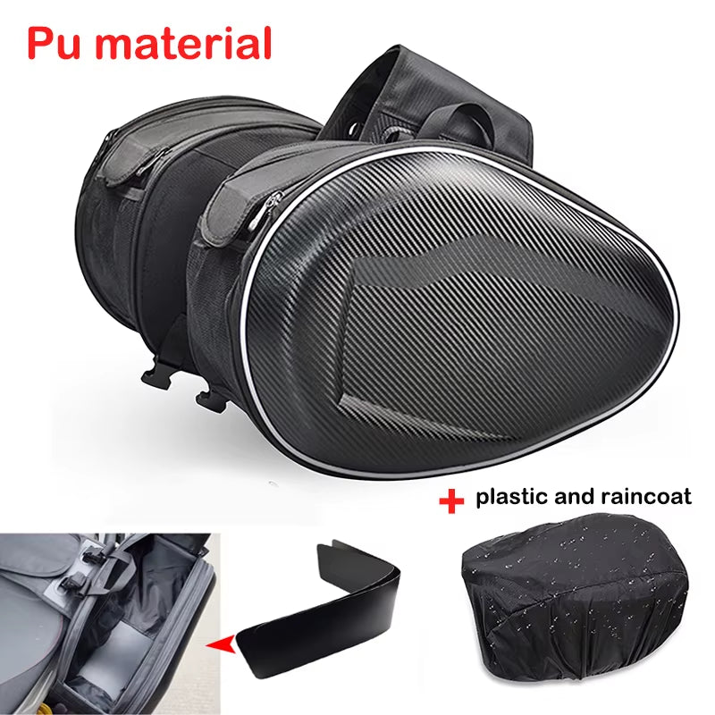 2PCS Universal Fit Motorcycle Pannier Bags Luggage Saddle Bags Side Storage Fork Travel Pouch Box Motorcycle Side Helmet Riding